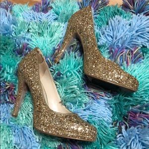 Chunky Gold Glitter Heels
